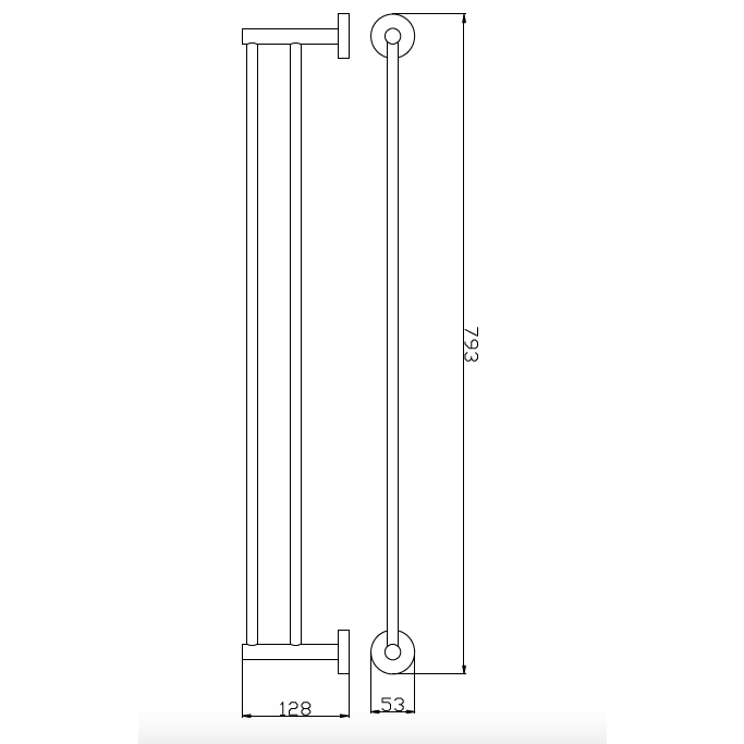 Round 750 mm Chrome Double Towel Rail - Image 2