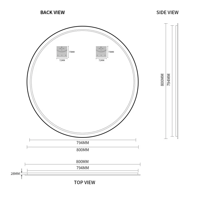 Round 800mm Brushed Gold Framed Mirror - Image 3