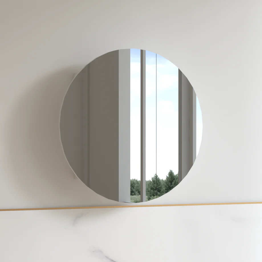 Round 800mm Matte White Shaving Cabinet