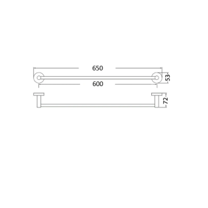 Round Chrome 600mm Single Towel Rail - Image 2