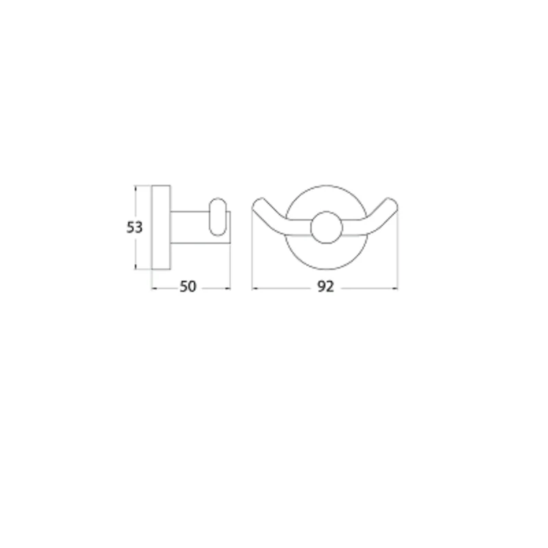 Round Chrome Double Robe Hook - Image 2