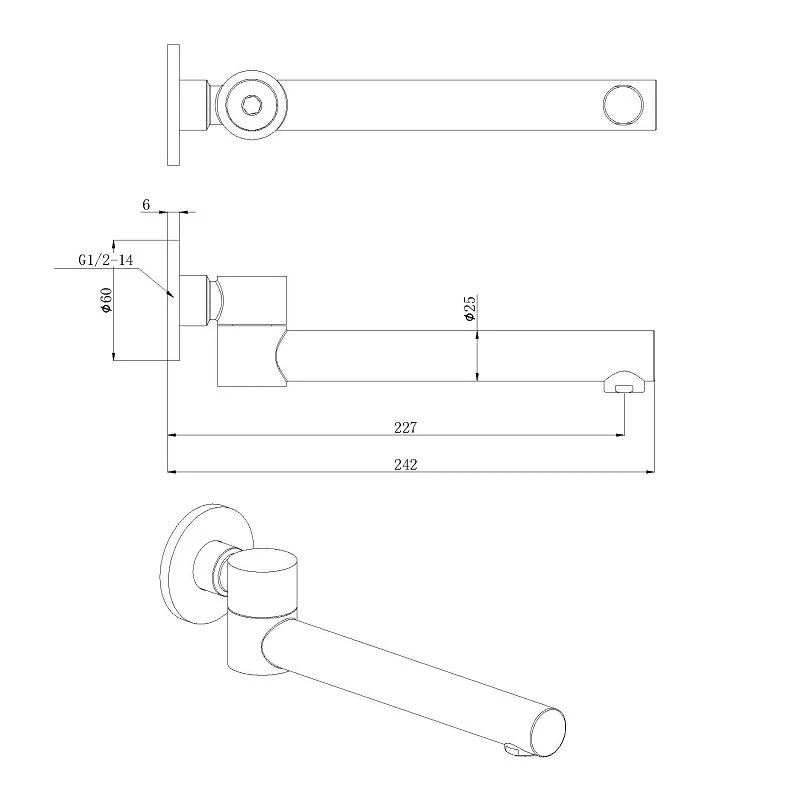 Round Hali Matte Black Round Swivel Bath Spout - Image 2