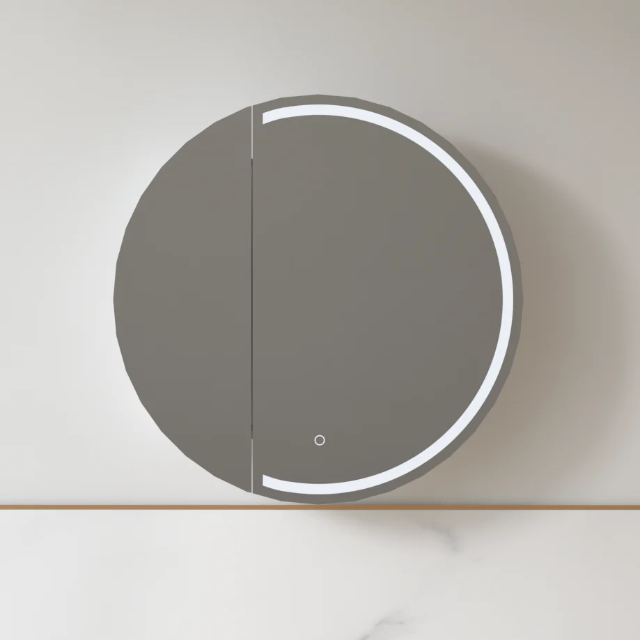 Round LED 800 x 800mm Matte White Shaving Cabinet - Image 2