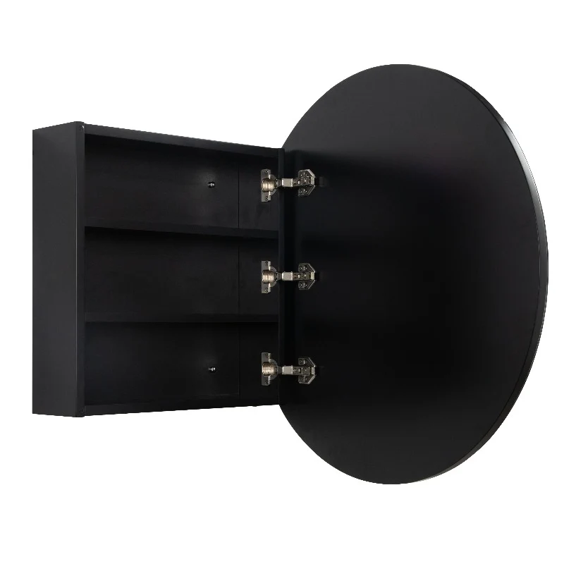 Round Matte Black 750mm Shaving Cabinet - Image 2
