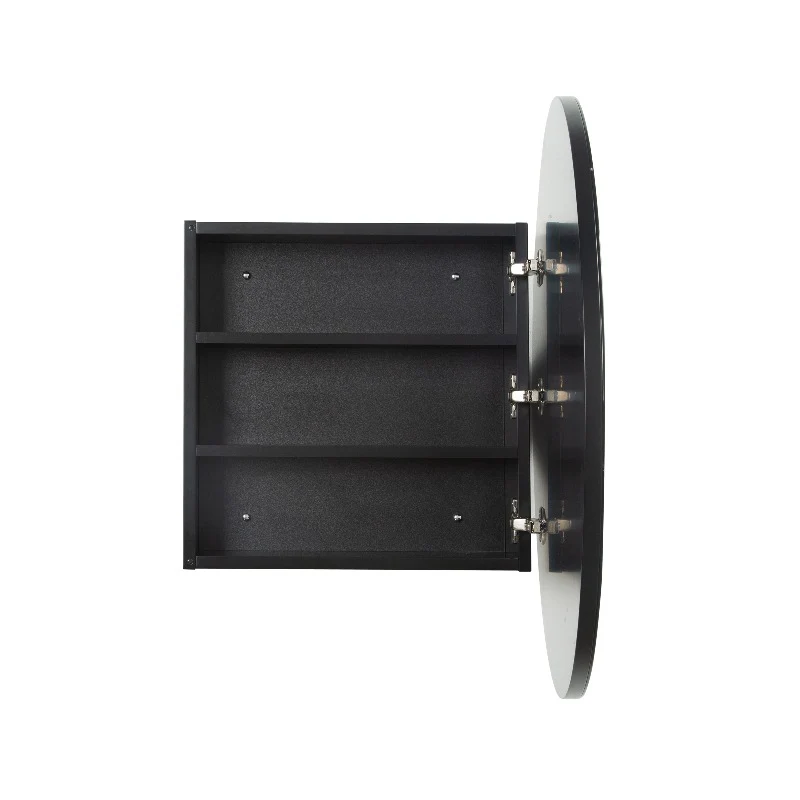 Round Matte Black 750mm Shaving Cabinet - Image 3