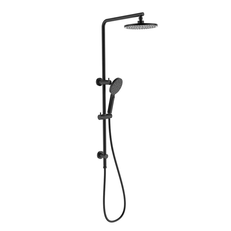 Round Matte Black Multifunction Shower Rail Set
