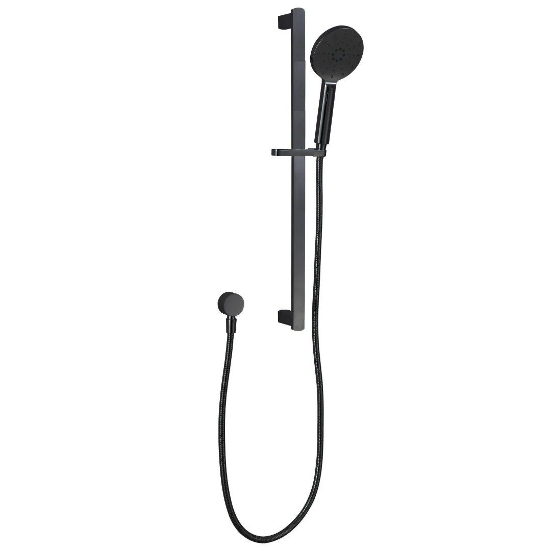 Round Matte Black Shower Rail