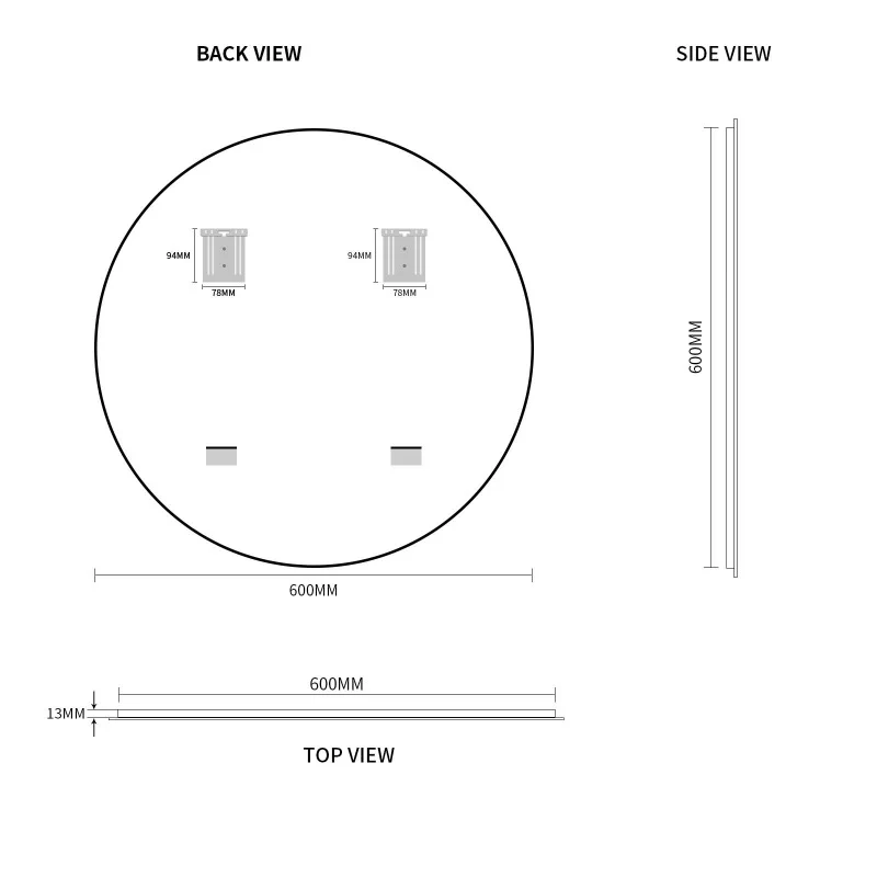 Round Polished Edge Mirror 600mm - Image 4