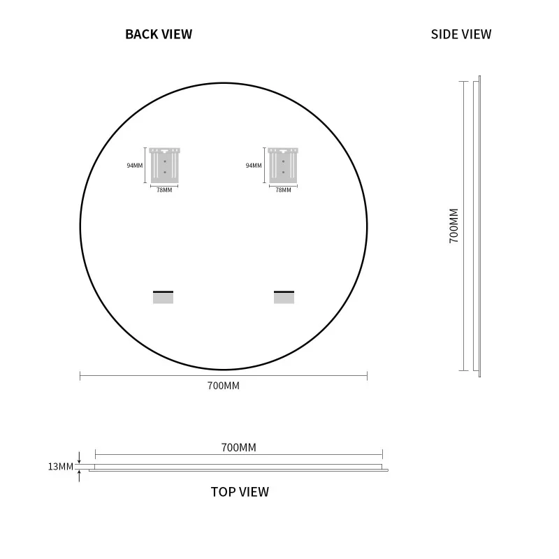 Round Polished Edge Mirror 700mm - Image 4