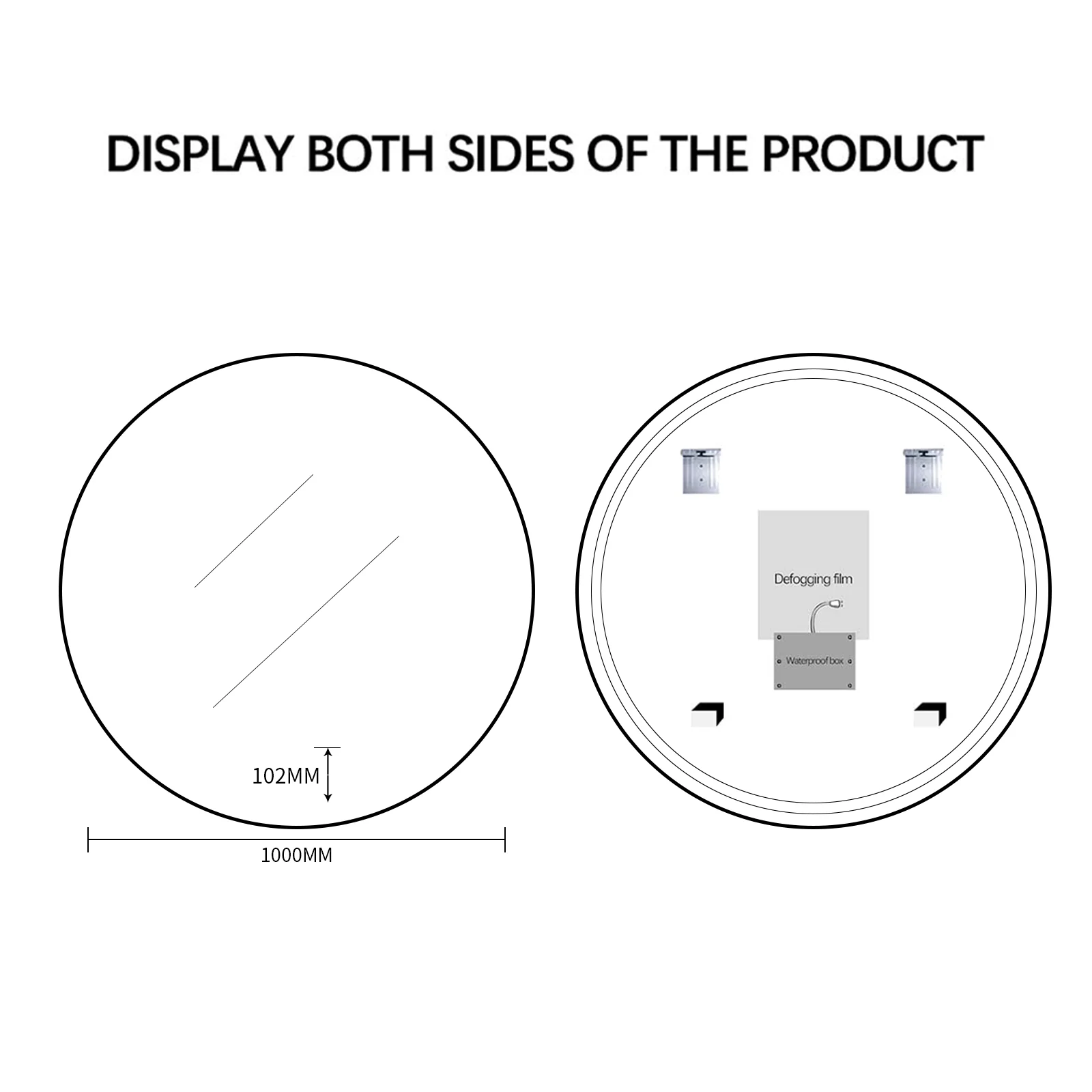 Round Touchless 1000mm LED Mirror - Three Light Temperatures - Image 12