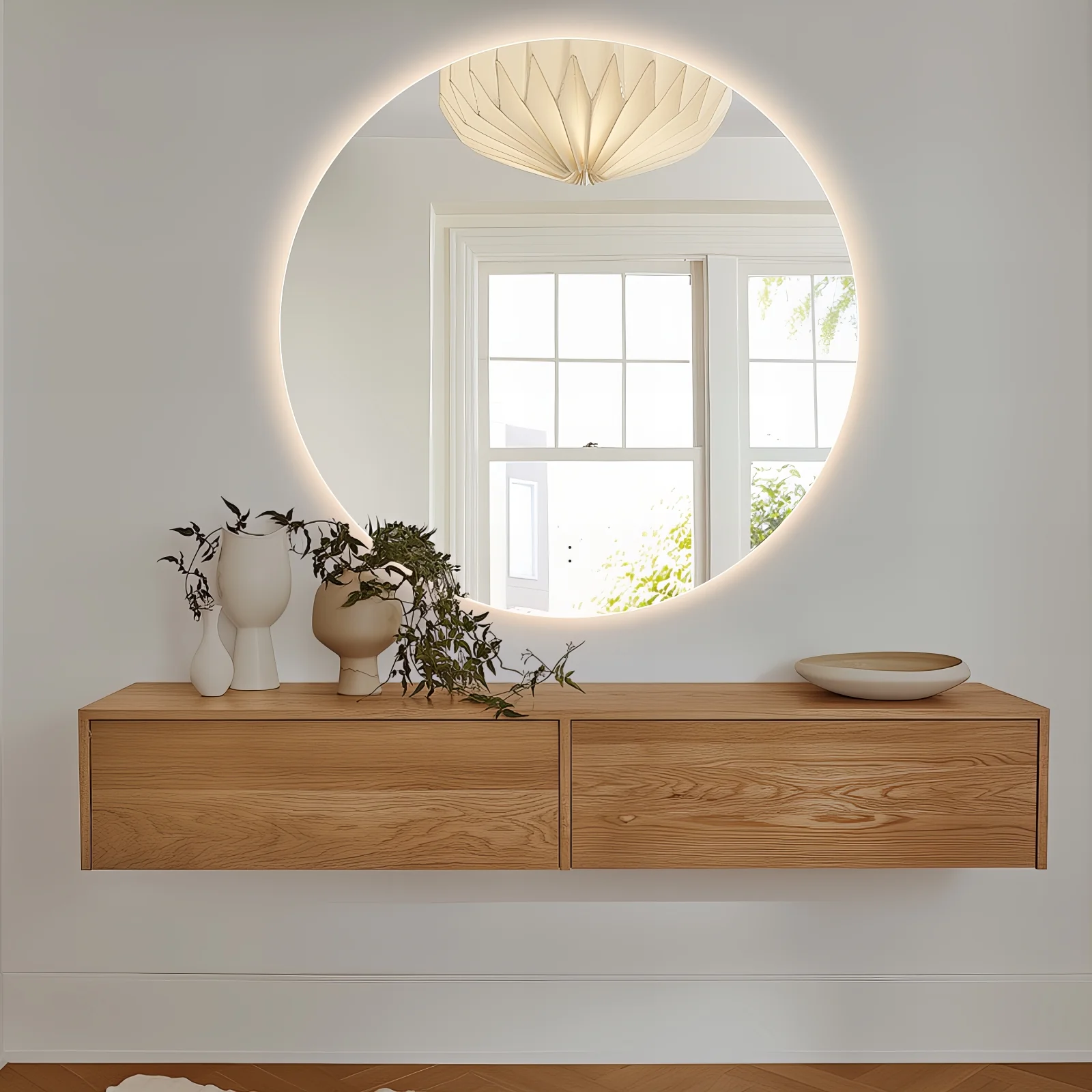 Round Touchless 1000mm LED Mirror - Three Light Temperatures - Image 3