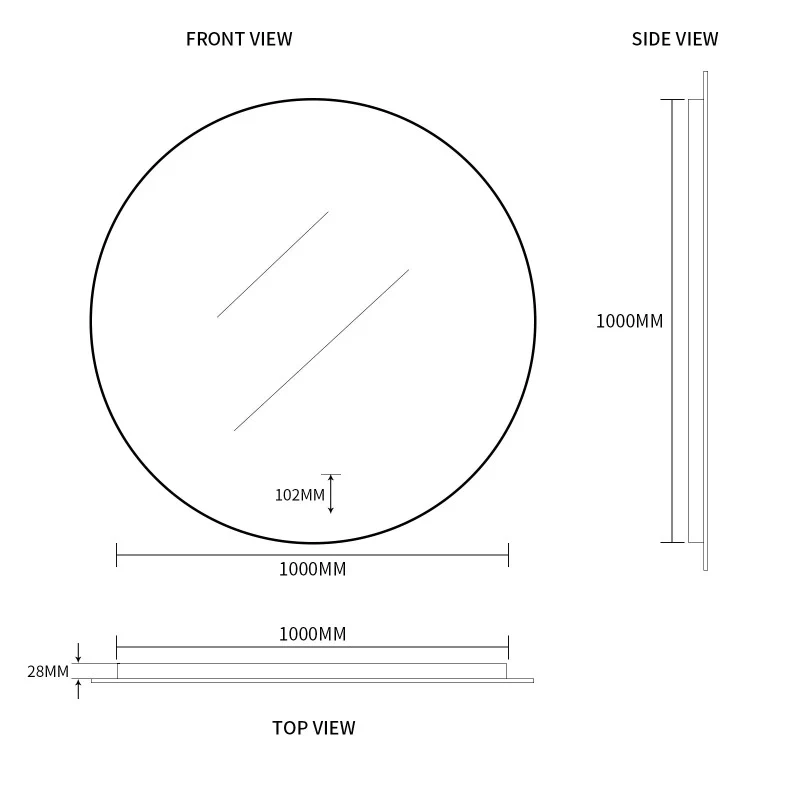 Round Touchless 1000mm LED Mirror - Three Light Temperatures - Image 6