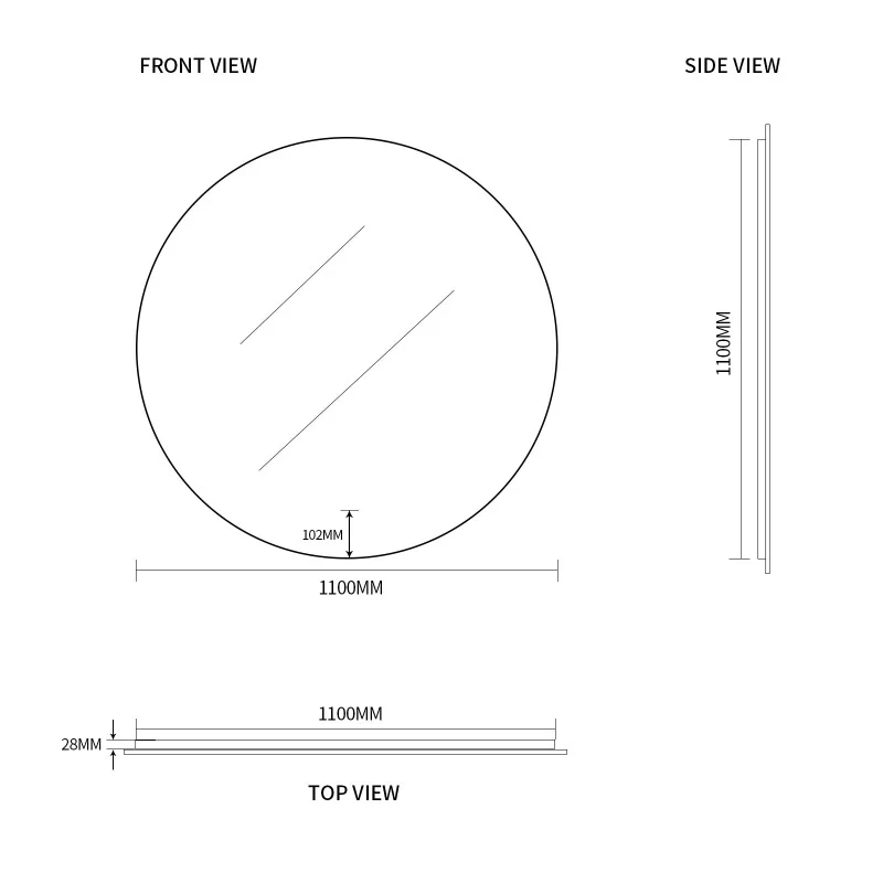 Round Touchless 1100mm LED Mirror - Three Light Temperatures - Image 7