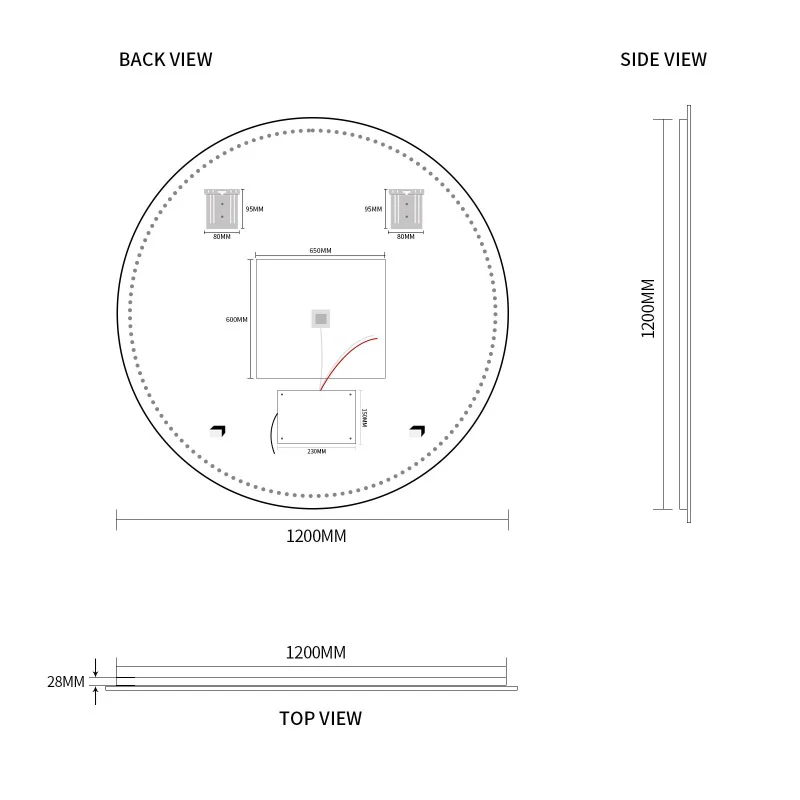 Round Touchless 1200mm LED Mirror - Three Light Temperatures - Image 5