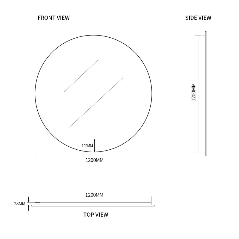 Round Touchless 1200mm LED Mirror - Three Light Temperatures - Image 6