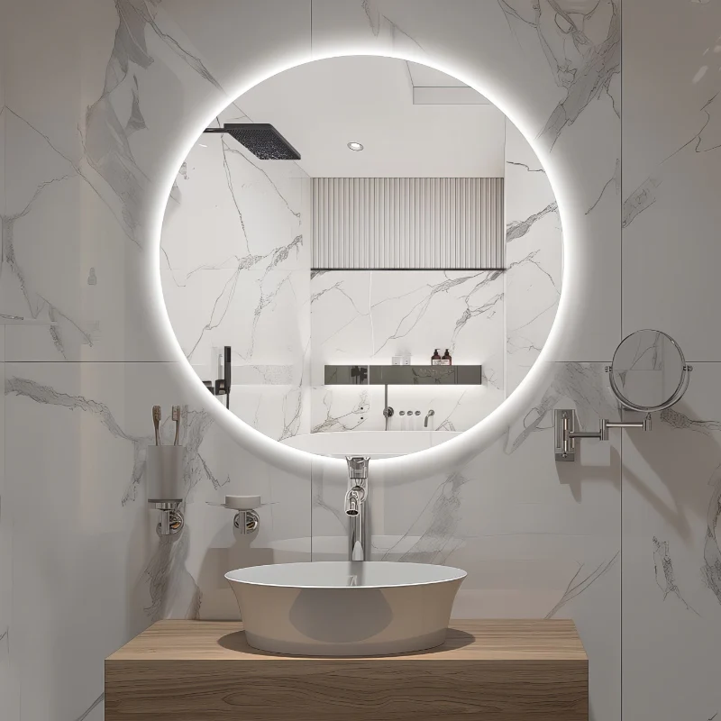 Round Touchless 600mm LED Mirror - Three Light Temperatures - Image 3