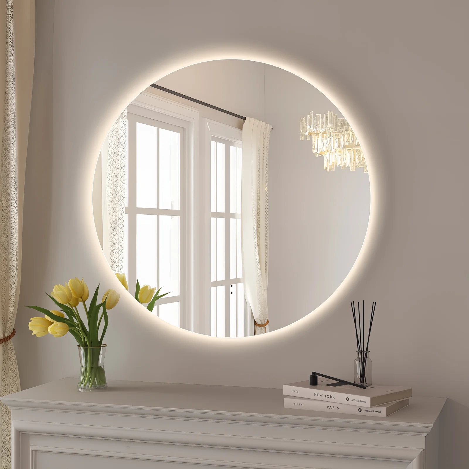 Round Touchless 600mm LED Mirror - Three Light Temperatures - Image 5