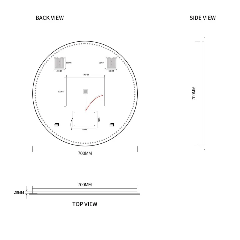 Round Touchless 700mm LED Mirror - Three Light Temperatures - Image 5