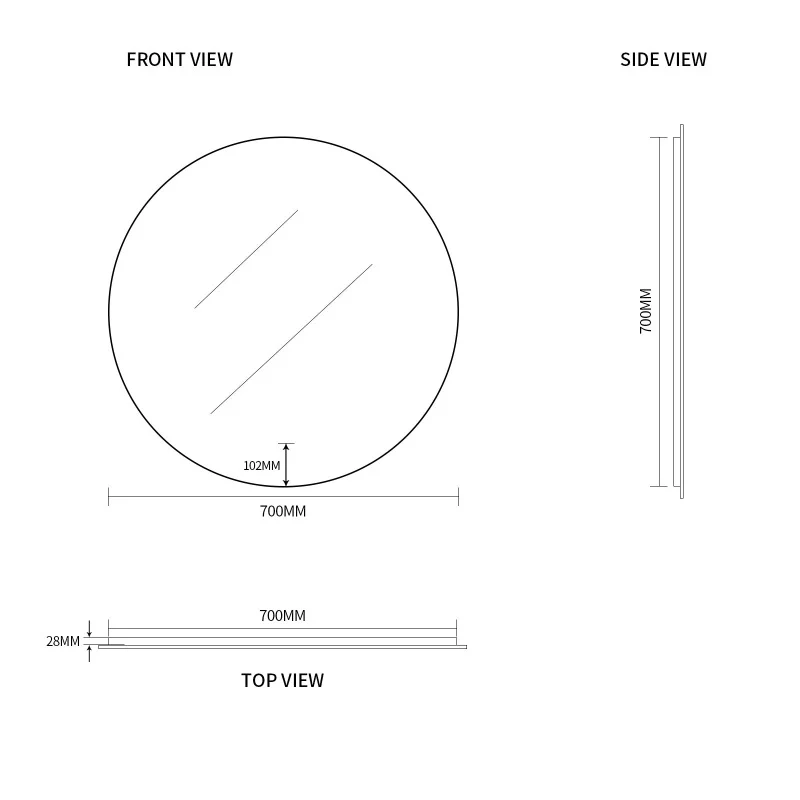 Round Touchless 700mm LED Mirror - Three Light Temperatures - Image 6