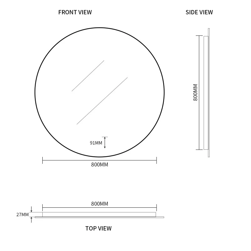 Round Touchless 800mm LED Mirror - Three Light Temperatures - Image 6
