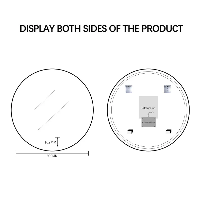 Round Touchless 900mm LED Mirror - Three Light Temperatures - Image 10