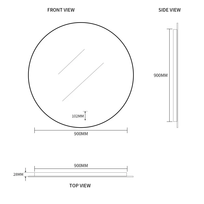 Round Touchless 900mm LED Mirror - Three Light Temperatures - Image 9