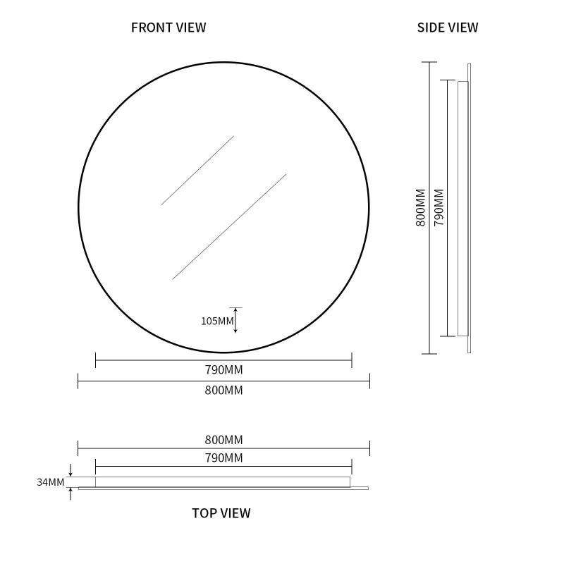 Round Touchless Back-Lit Brushed Gold 800mm LED Mirror - Three Light Temperatures - Image 7