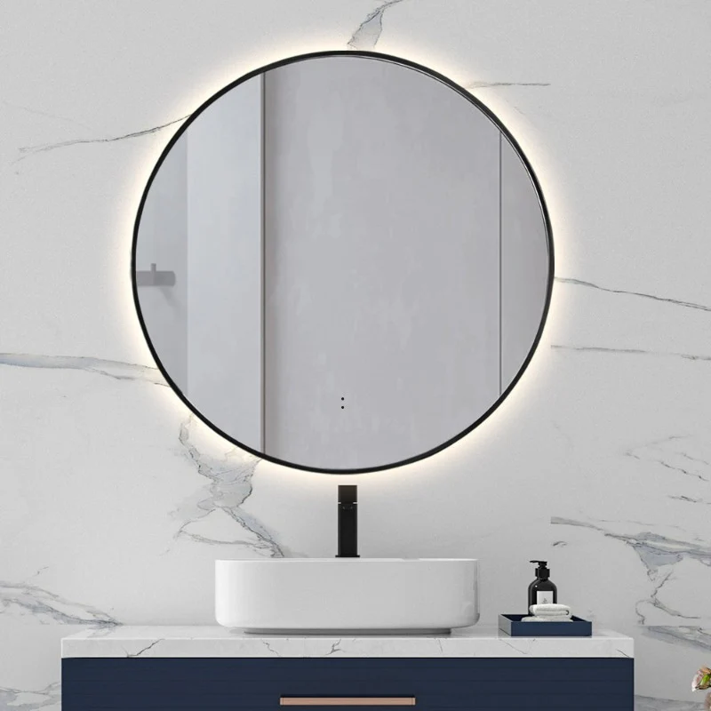 Round Touchless Back-Lit Matte Black 600mm LED Mirror - Three Light Temperatures - Image 4