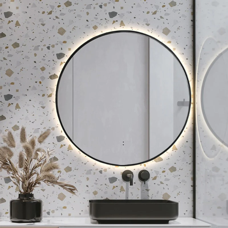 Round Touchless Back-Lit Matte Black 600mm LED Mirror - Three Light Temperatures - Image 5