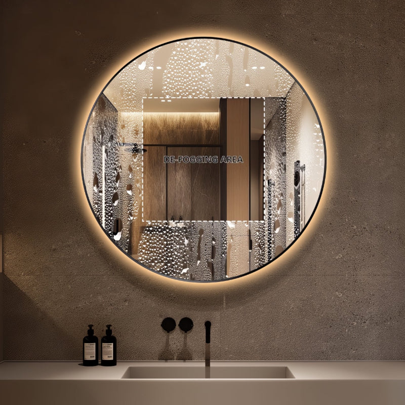 Round Touchless Back-Lit Matte Black 800mm LED Mirror - Three Light Temperatures - Image 8