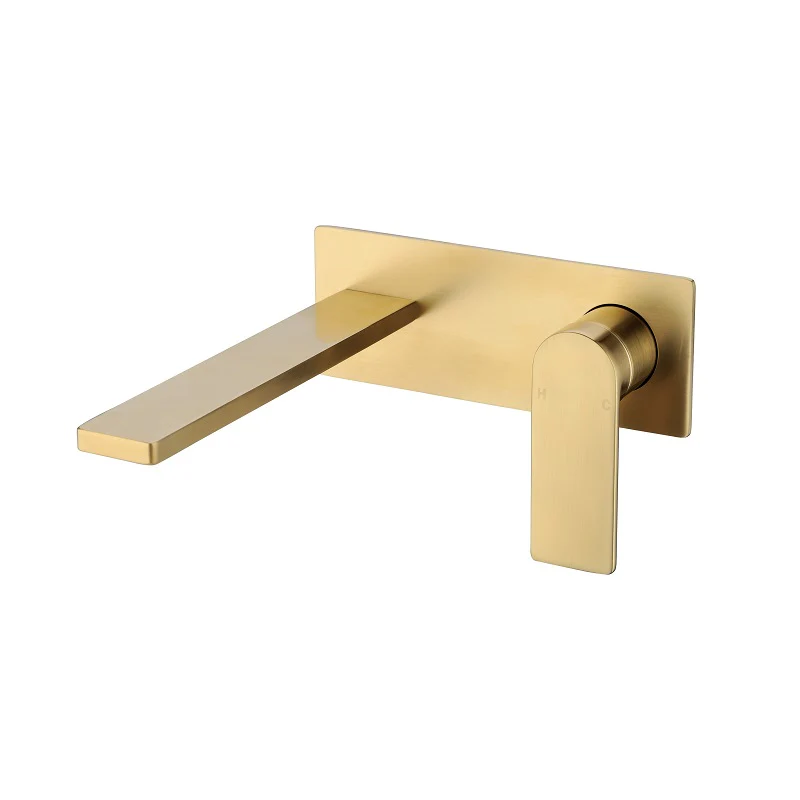 Ruki Brushed Gold Wall Basin Mixer/Bath Spout