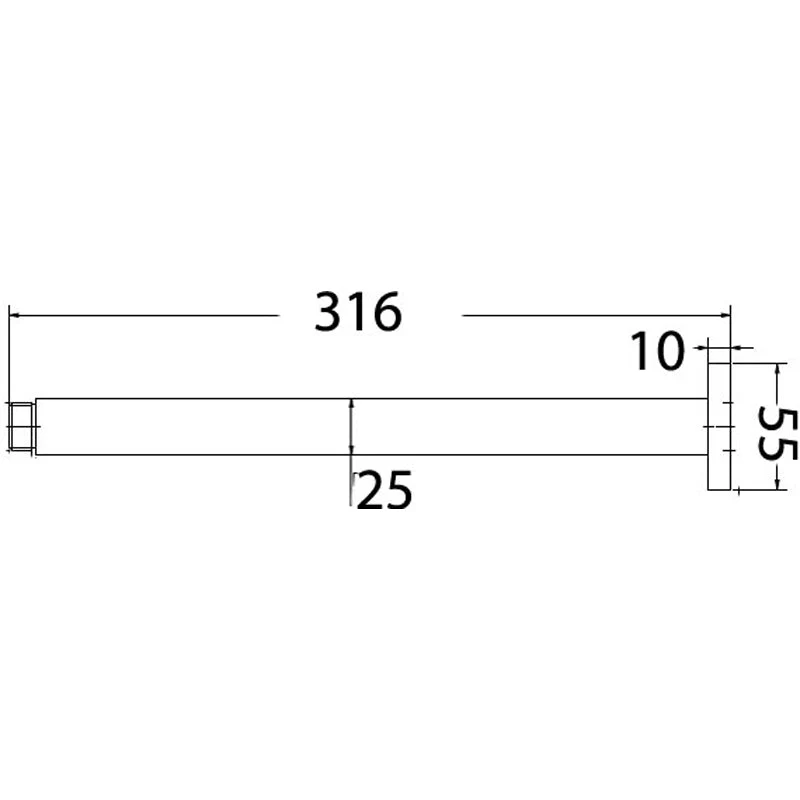 Ruki Brushed Nickel Square Ceiling 300mm Shower Arm - Image 2