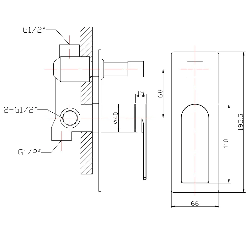 Ruki Brushed Nickel Wall Diverter - Image 2