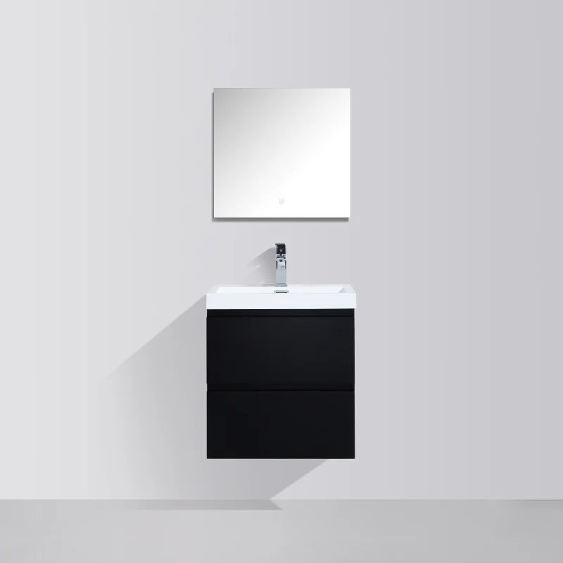 Sella 500mm Ensuite Matte Black Wall Hung Vanity