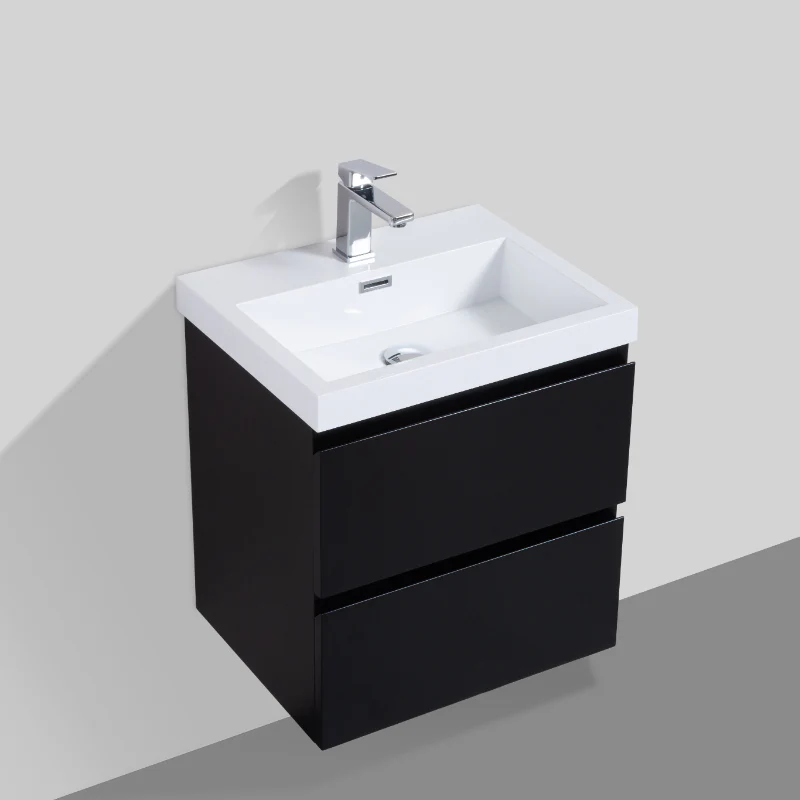 Sella 500mm Ensuite Matte Black Wall Hung Vanity - Image 4