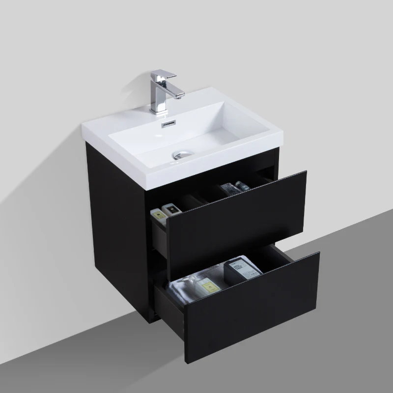 Sella 500mm Ensuite Matte Black Wall Hung Vanity - Image 5