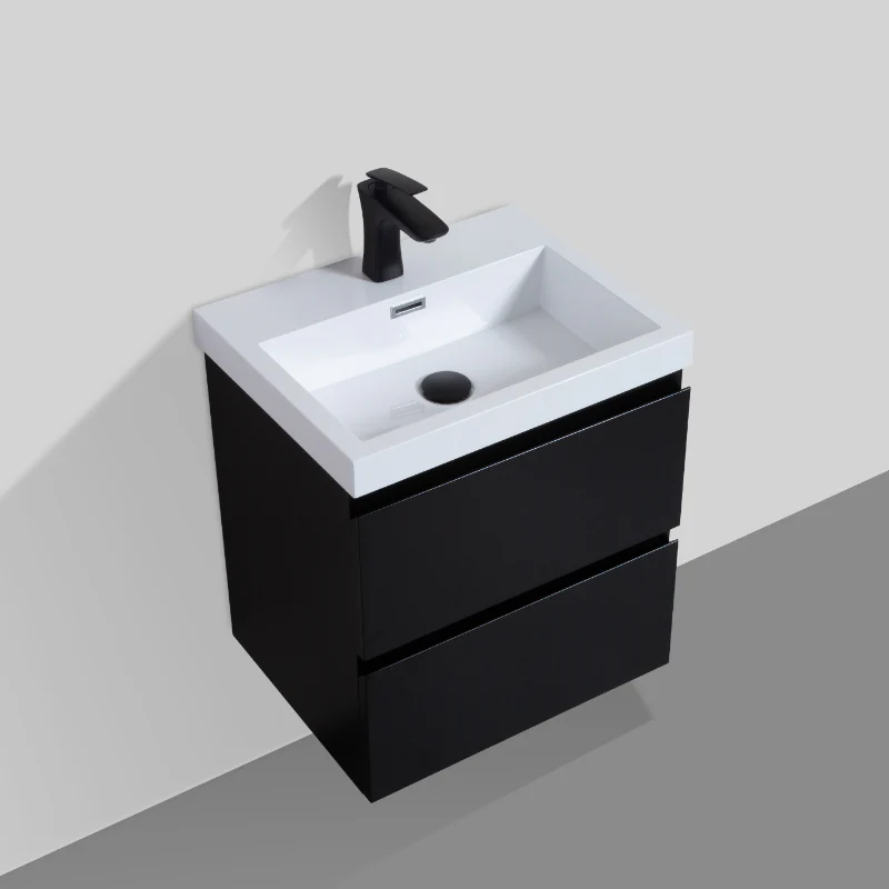 Sella 500mm Ensuite Matte Black Wall Hung Vanity - Image 8