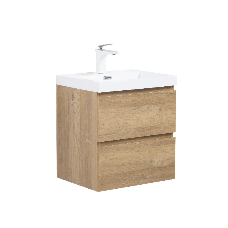 Sella 500mm Ensuite Natural Oak Wall Hung Vanity - Image 2