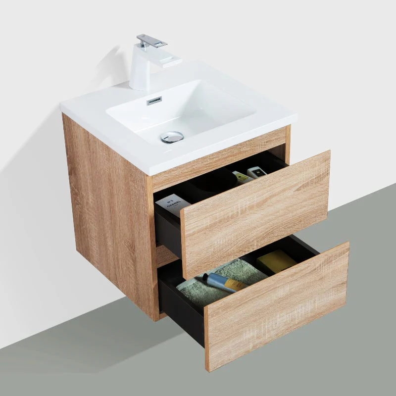 Sella 500mm White Oak Wall Hung Vanity - Image 5
