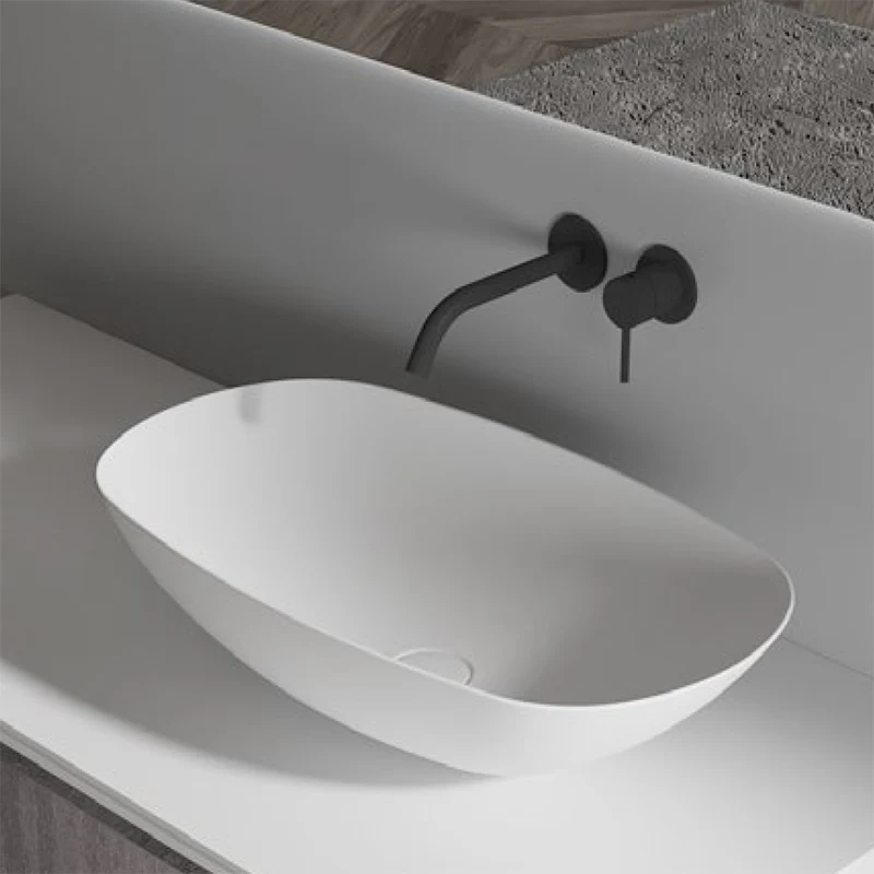 Serra 630mm Solid Surface Stone Oval Above Counter Basin