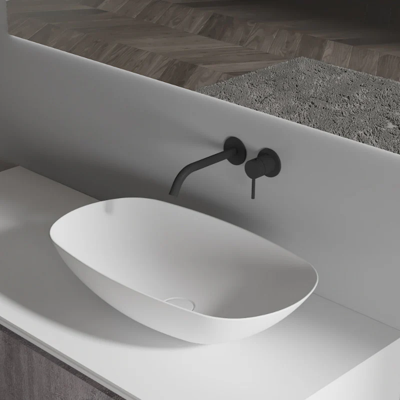Serra 630mm Solid Surface Stone Oval Above Counter Basin - Image 2