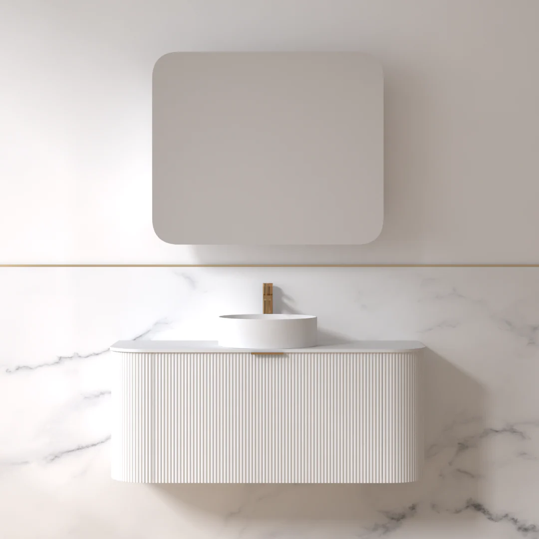 Siena 1200 Curved Fluted Matte White Wall Hung Vanity