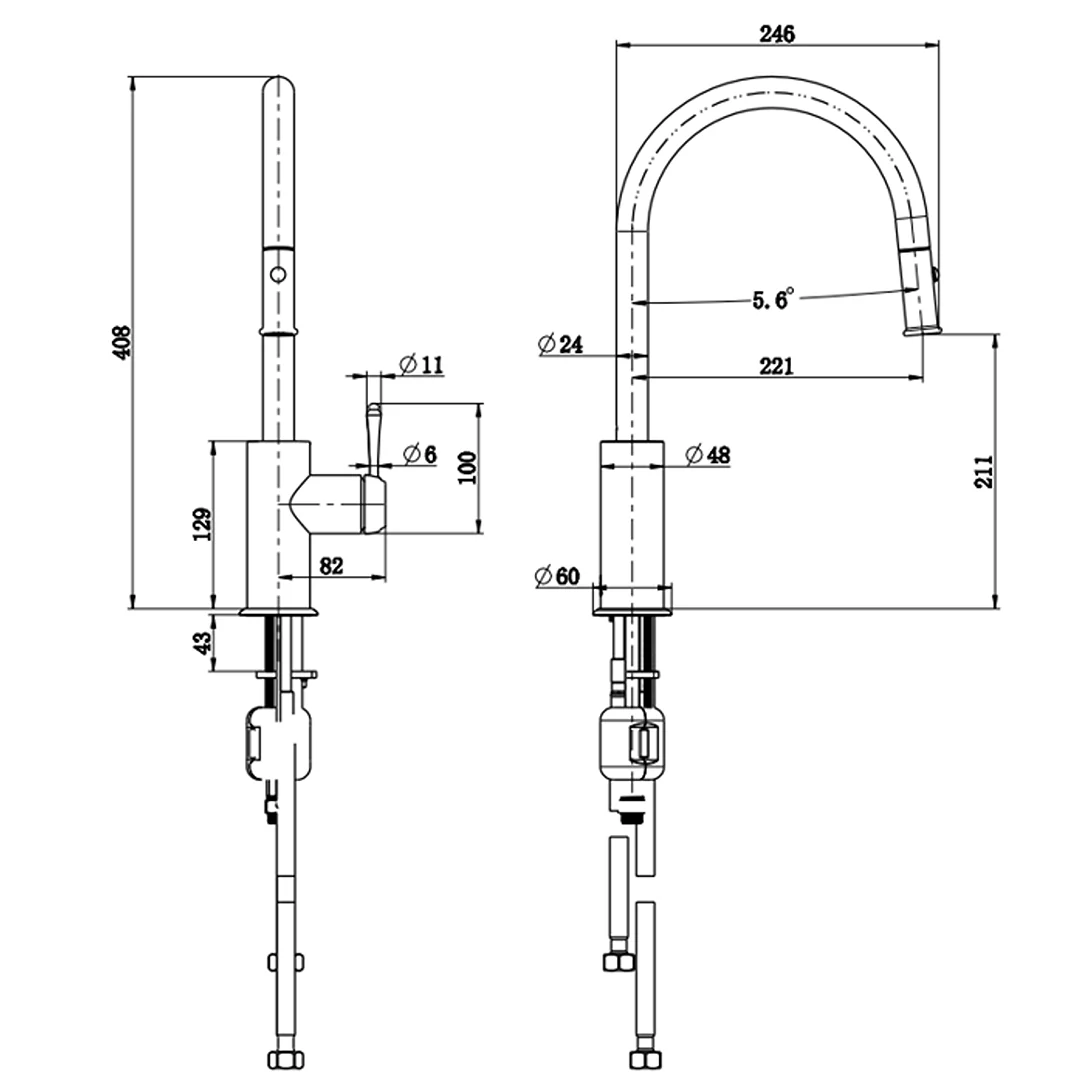 Mica French Gold Heritage Pull-Out Sink Mixer - Image 2