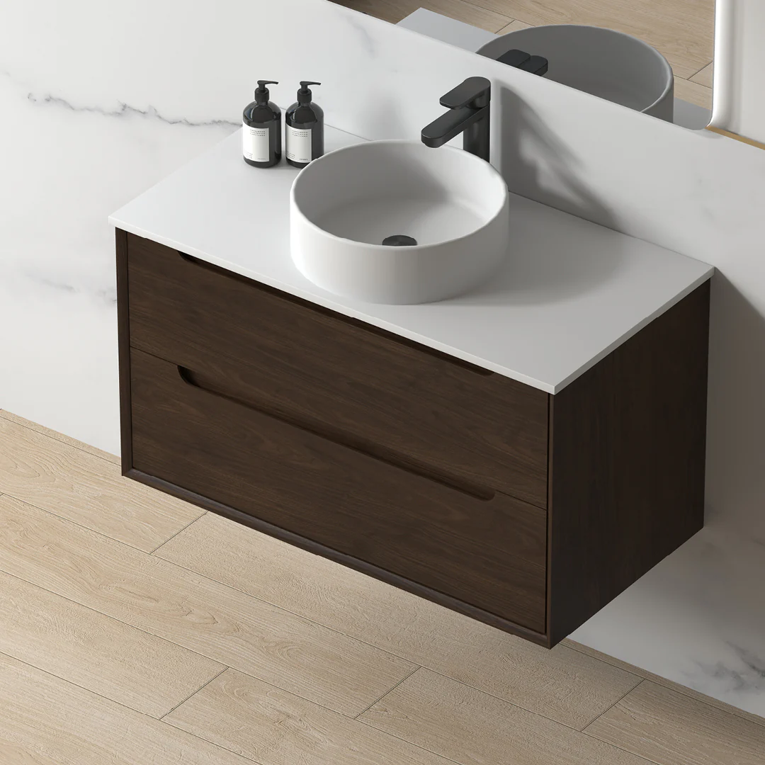 Solena 900mm Alder Walnut Hung Vanity - Image 2