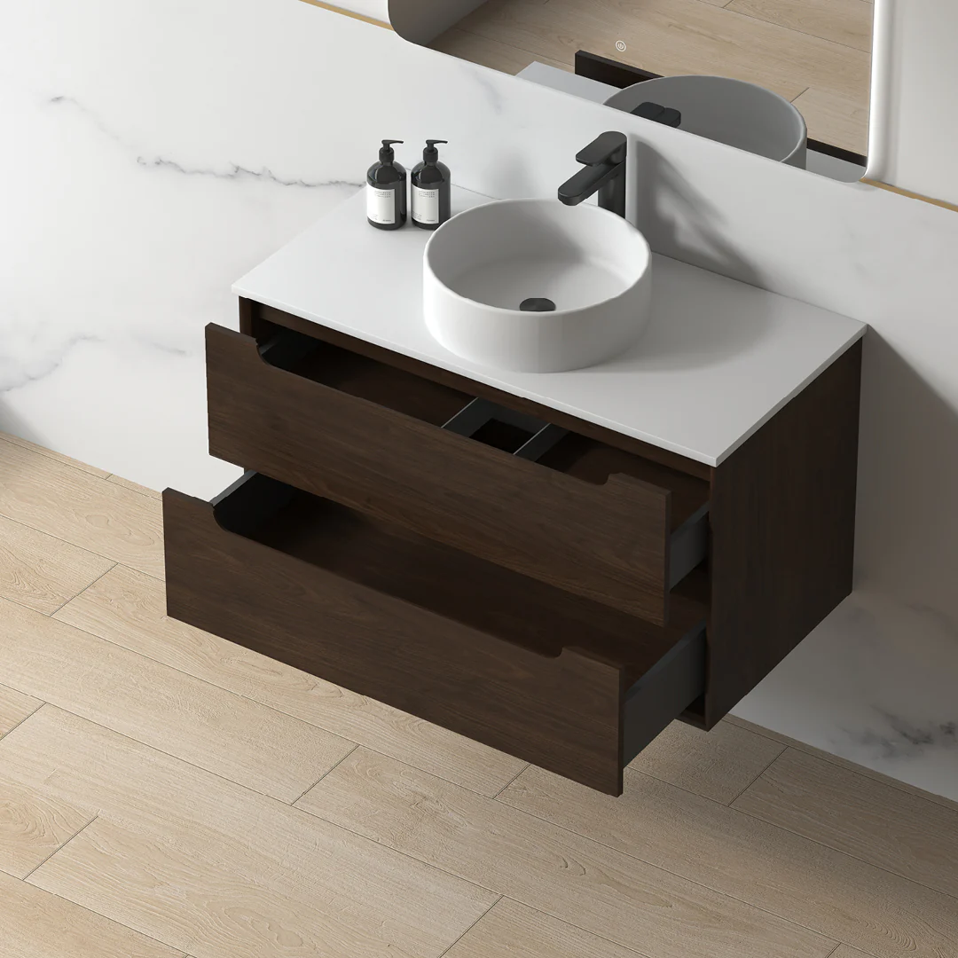 Solena 900mm Alder Walnut Hung Vanity - Image 3
