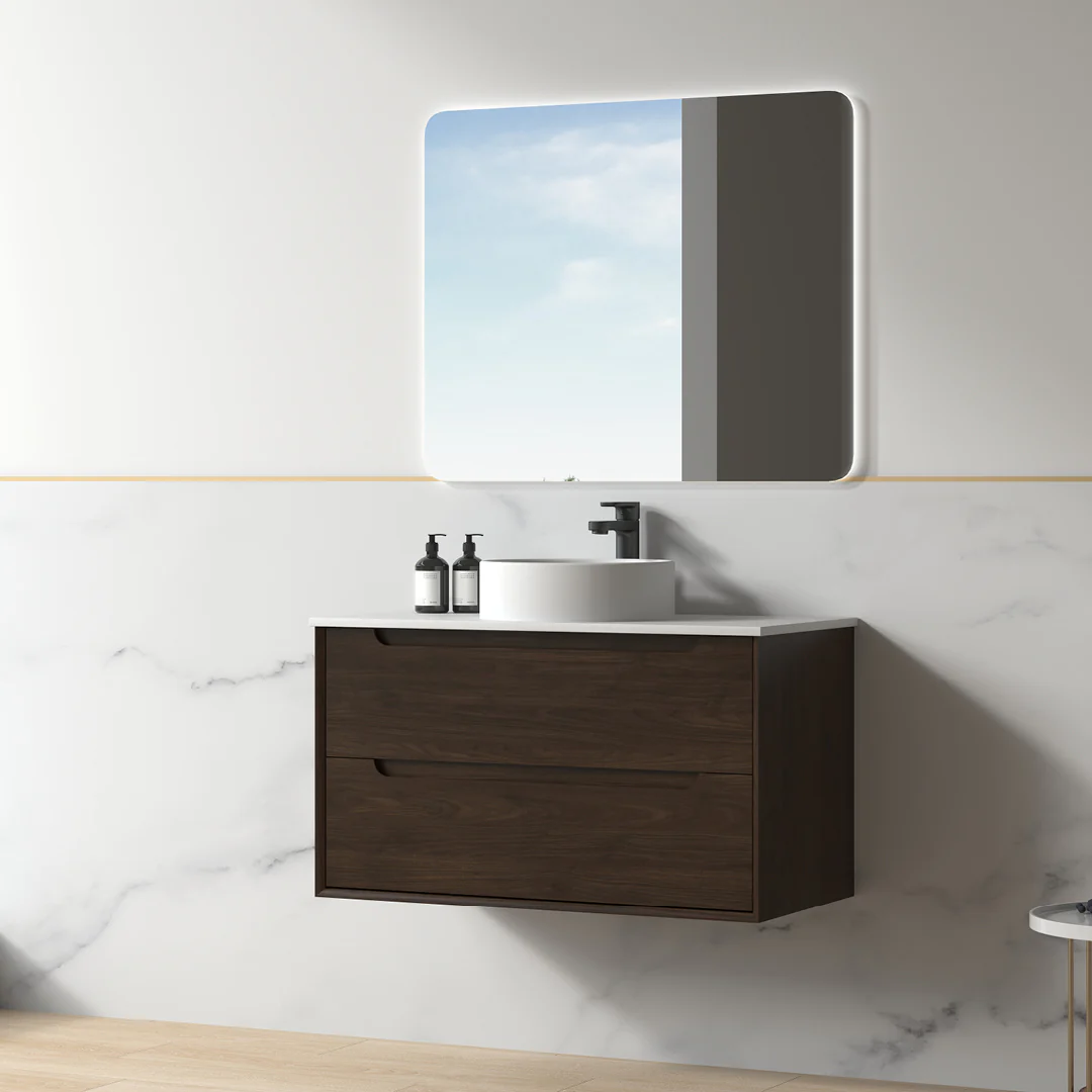 Solena 900mm Alder Walnut Hung Vanity - Image 5