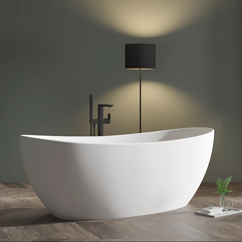 Sorena 1630mm Stone Matte White High End Oval Freestanding Bath Tub