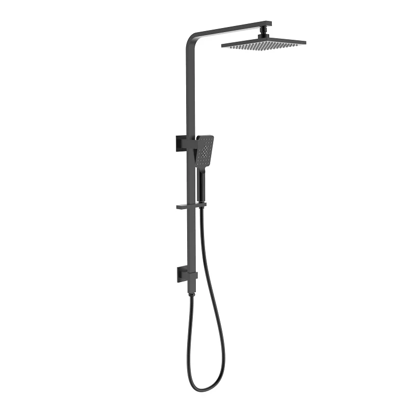 Square Black Multifunction Shower Rail