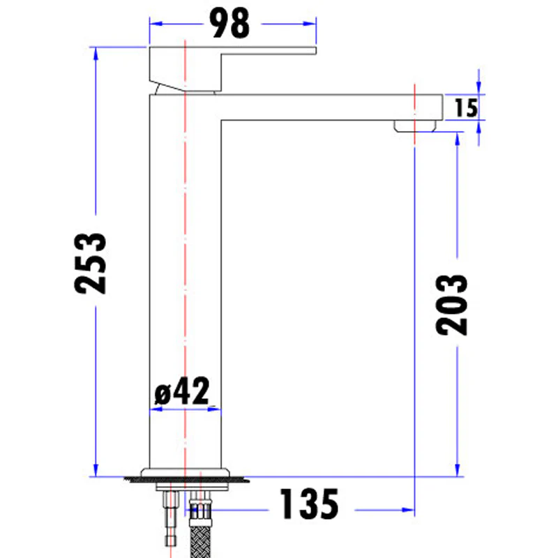 Square Tall Basin Mixer - Image 2