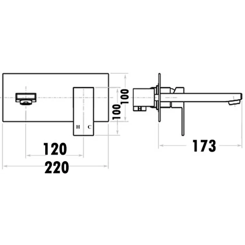 Square Wall/Basin Combination Mixer - Image 2